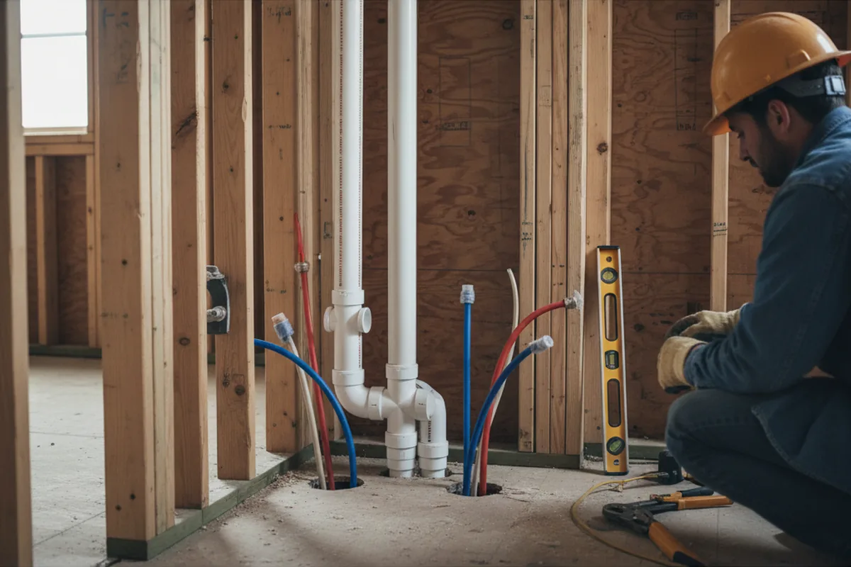 Drain and supply rough-in during Sump Pump Repair in Sikeston