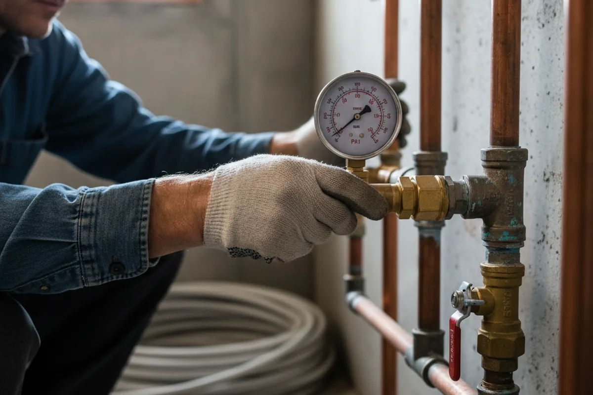 Pressure testing a repaired line during Water Line Repair in Sikeston
